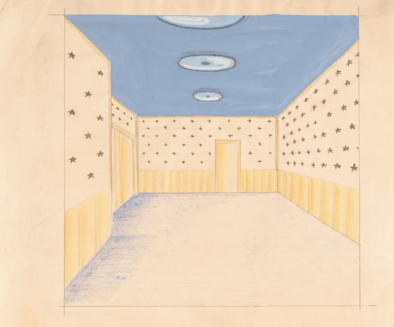 Interior design drawings for unidentified rooms.] [Sketch for unidentified room with starred walls av Winold Reiss
