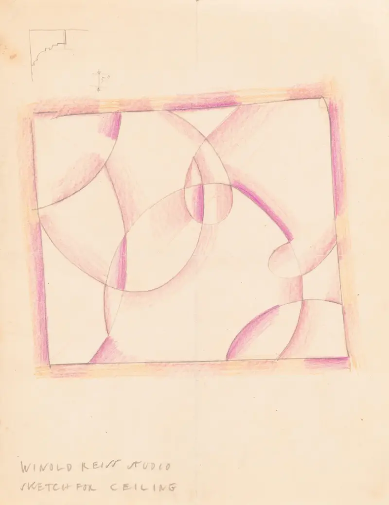 Interior designs for screens and ceilings.] [Drawing of plans, elevation, and details av Winold Reiss