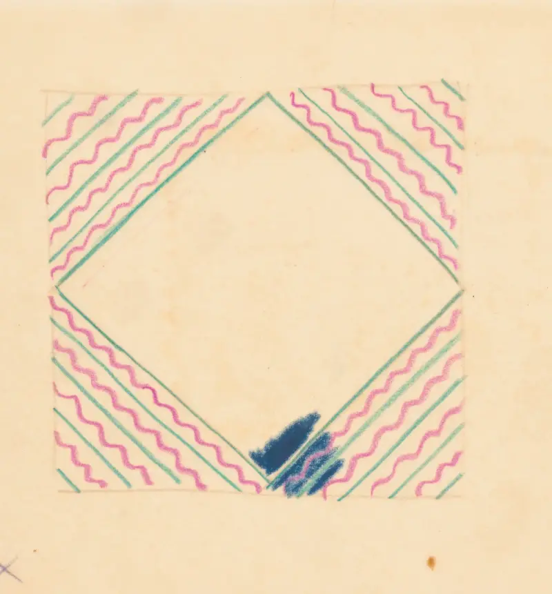 Miscellaneous small sketches for inlaid table tops.] [Design with zig-zag motif av Winold Reiss