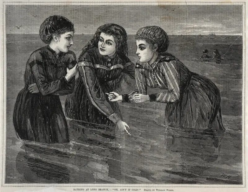 Bathing at Long Branch, – ‘Oh, Ain’t it Cold!’ av Winslow Homer