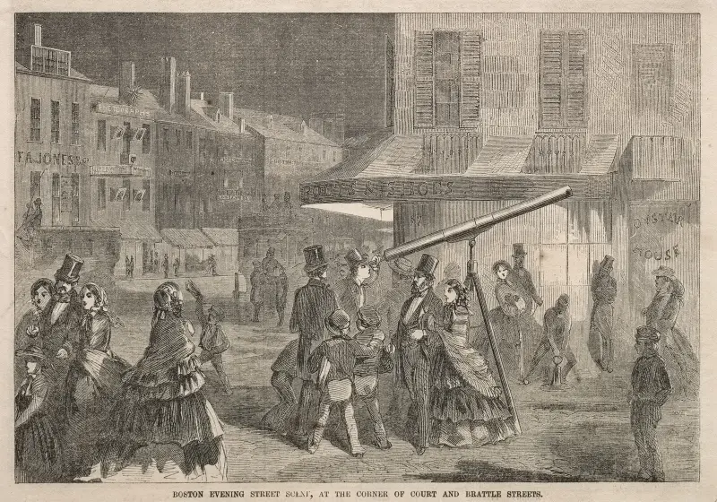 Boston Evening Street Scene, at Corner of Court and Brattle Streets av Winslow Homer