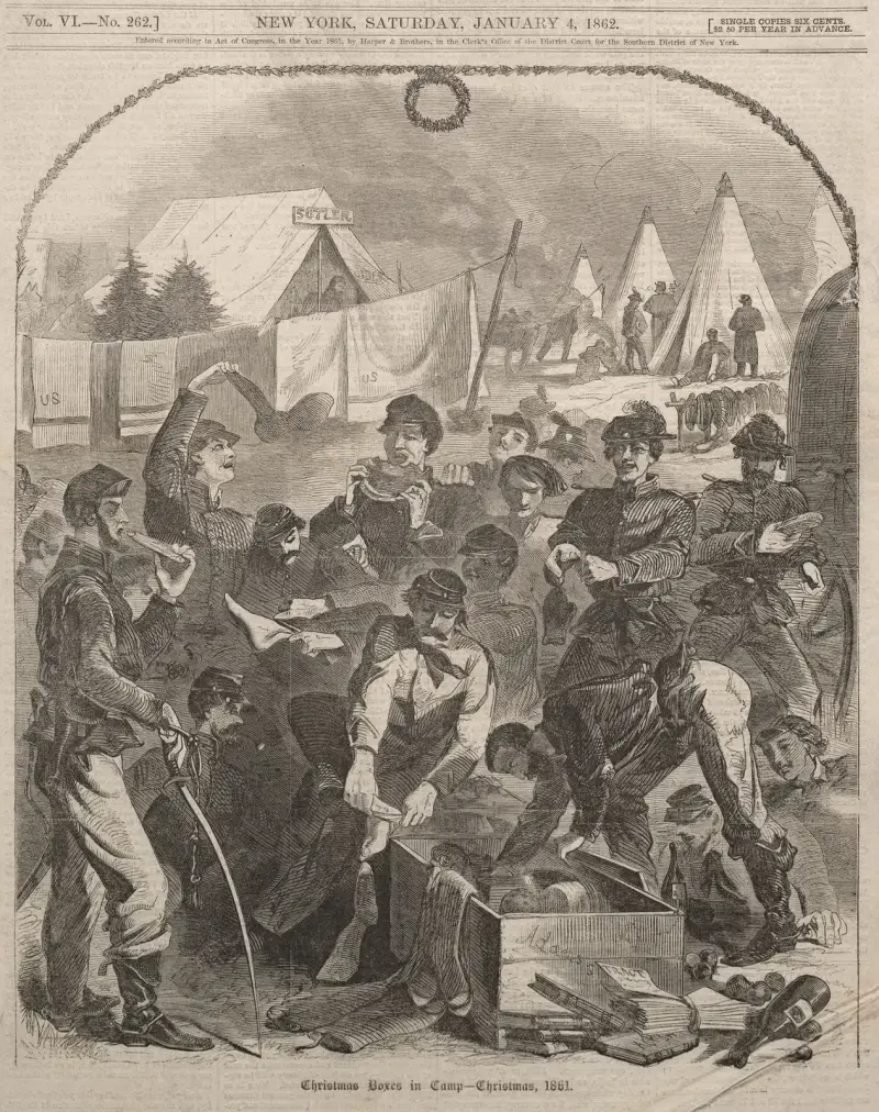 Christmas Boxes in Camp – Christmas, 1861 av Winslow Homer
