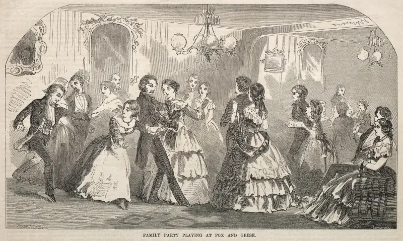 Family Party Playing at Fox and Geese av Winslow Homer