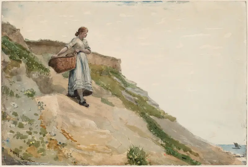 Girl Carrying a Basket av Winslow Homer