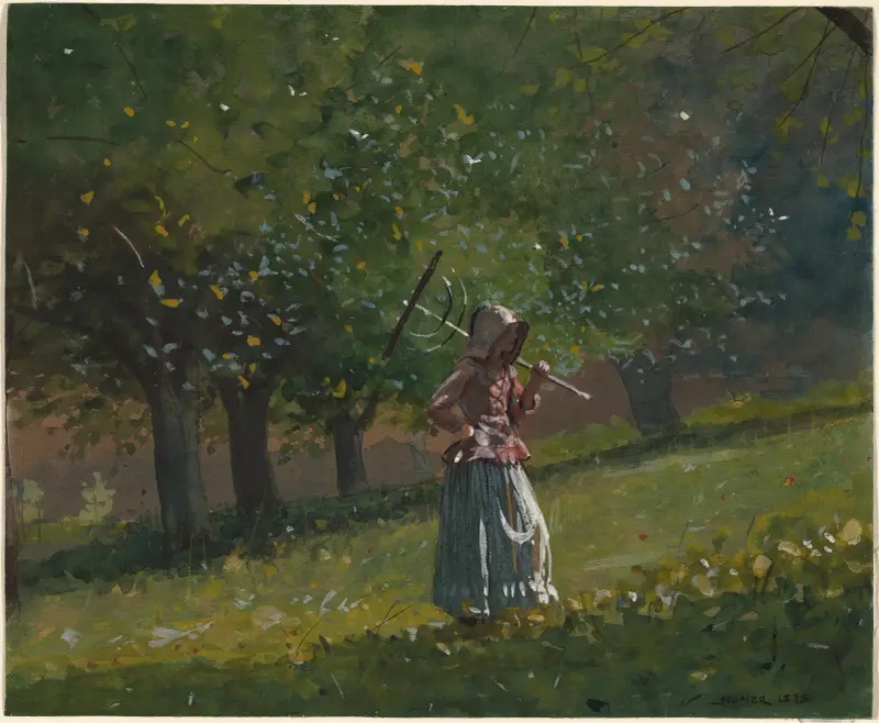 Mädchen mit Heurechen von Winslow Homer