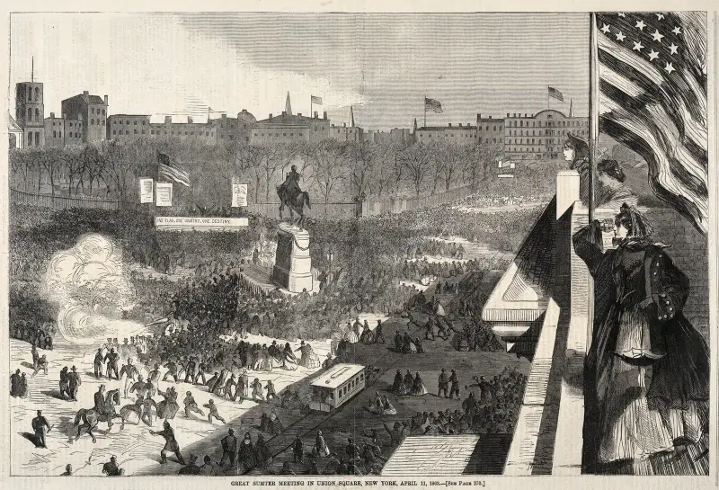 Wielkie zgromadzenie w Union Square w Nowym Jorku, 11 kwietnia 1863, Winslow Homer