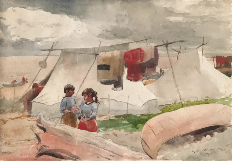 Indian Camp, Roberval, P.Q. av Winslow Homer