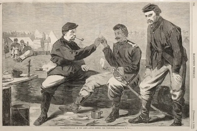 Thanksgiving Day in the Army – After Dinner; The Wish-Bone av Winslow Homer