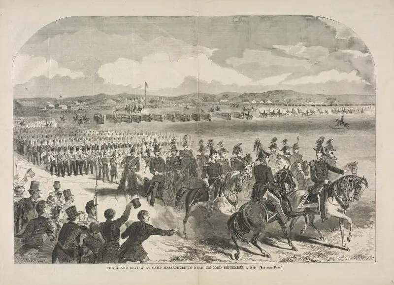 Den stora mönstringen vid Camp Massachusetts, nära Concord, 9 september 1859 av Winslow Homer