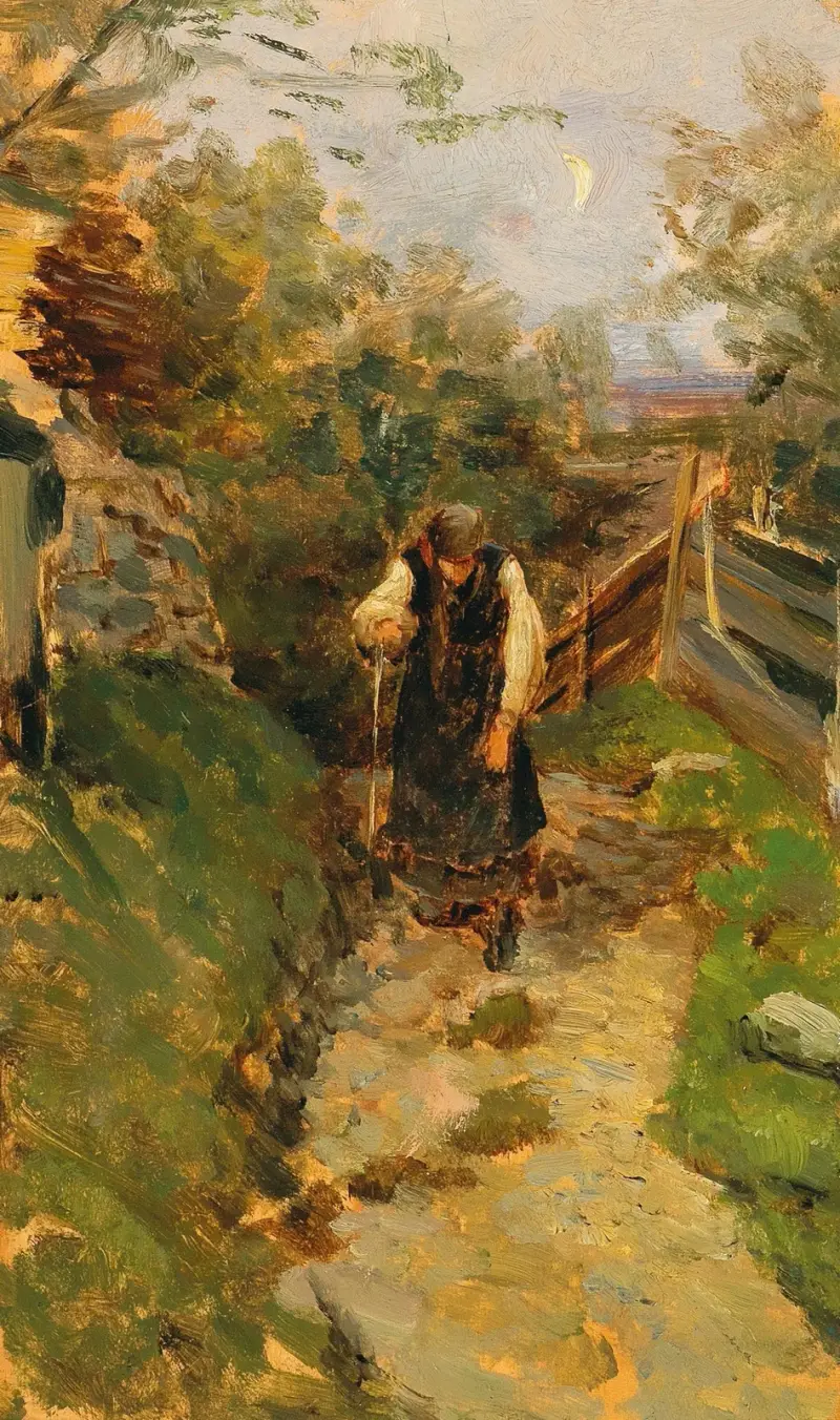 Studie einer heimkehrenden Bäuerin von Olga Wisinger-Florian