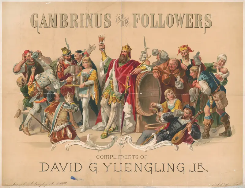 Gambrinus und seine Gefolgsleute, mit Gruß von David G. Yuengling, Jr. von Wittemann Bros.