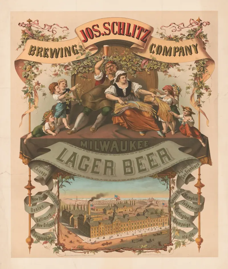 Jos. Schlitz brewing company, Milwaukee lager beer av Wittemann Bros.