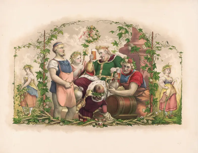 King Gambrinus seated, attended by brewers, 1878 – nr 2 av Wittemann Bros.