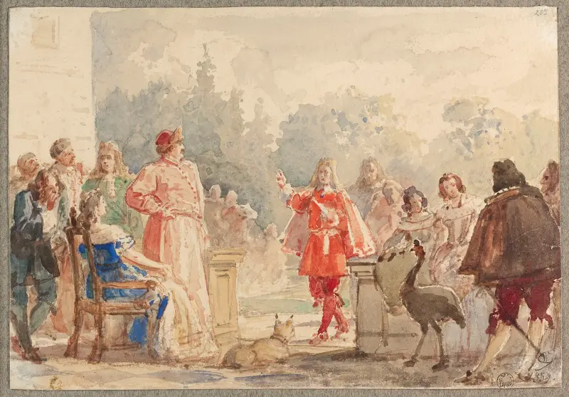 Jan III Sobieski z rodziną na tarasie w Wilanowie podczas słuchania poematu kanonika Ustrzyckiego „Sobiesciada” (1686), Wojciech Gerson