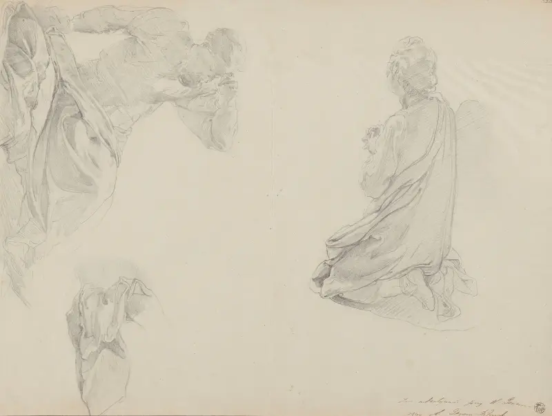 Studier av en manlig figur och draperifragment, skiss till målningen 'Prinsessans hemgift' av Wojciech Gerson
