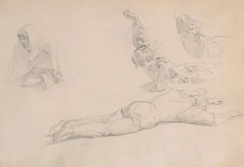 Studies of Male Figures, Sketch for the Painting ‘The Princess’s Dowry’, Wojciech Gerson