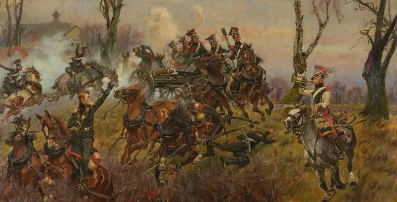 Batterie in Flammen – Raszyn von Wojciech Kossak