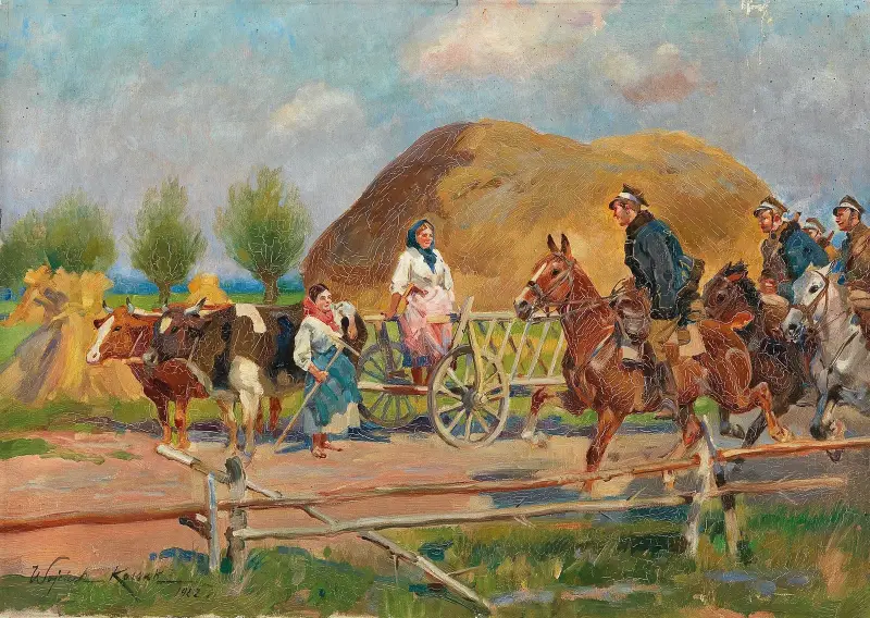 Möte på byvägen av Wojciech Kossak