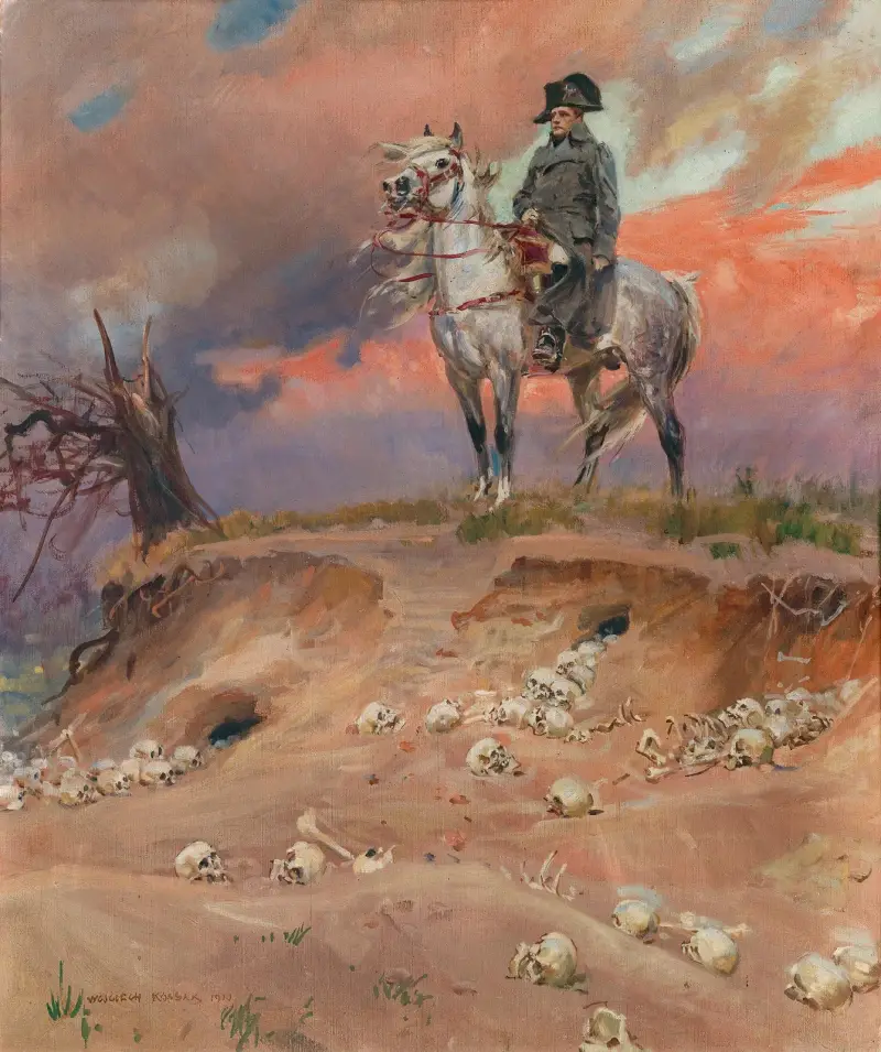 Napoleon på slagfältet av Wojciech Kossak