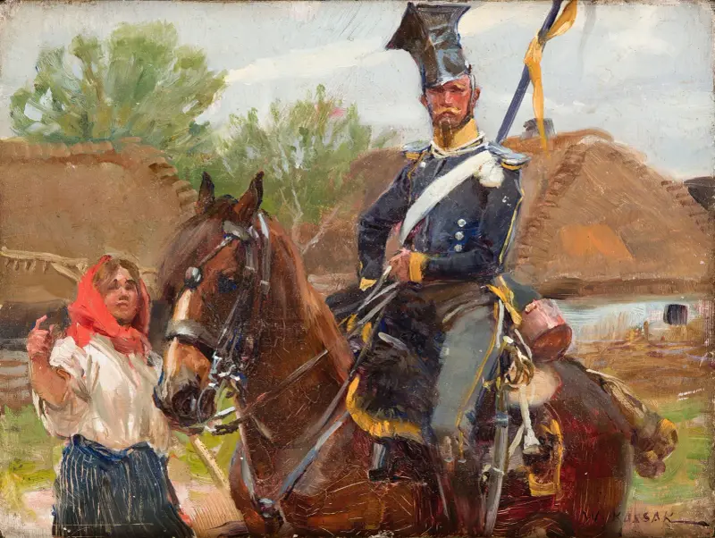Ulan mit Mädchen von Wojciech Kossak