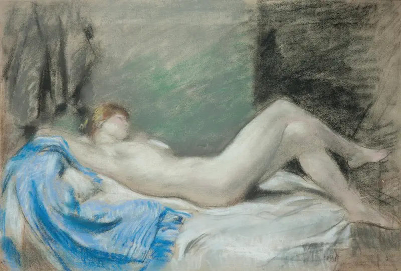 Liggande kvinna, nakenstudie av Wojciech Weiss