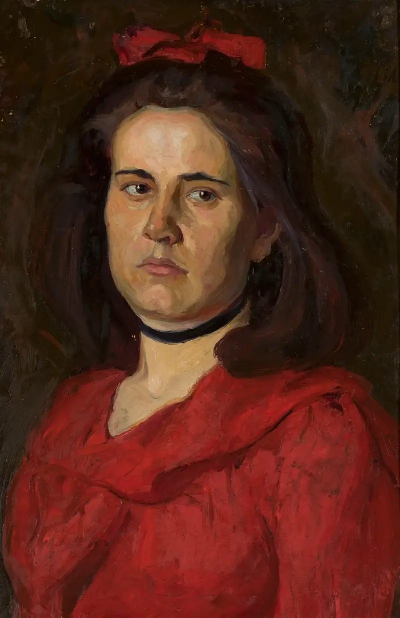 Portret kobiety w czerwonej sukni, Wojciech Weiss