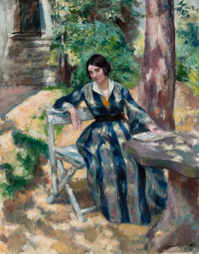 Porträt von Irena, der Ehefrau des Künstlers, im Garten von Wojciech Weiss
