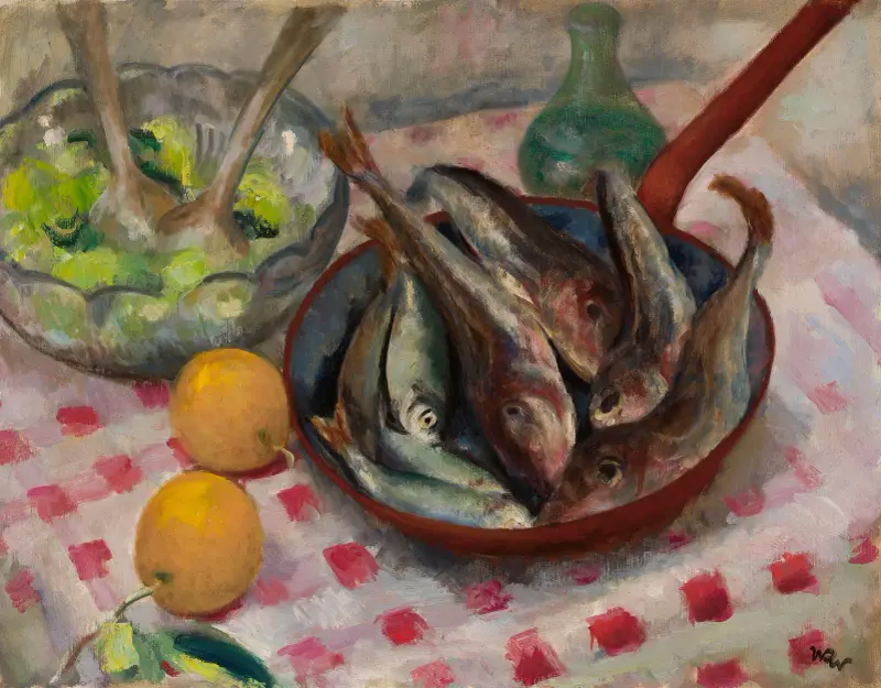 Stilleben med fisk av Wojciech Weiss