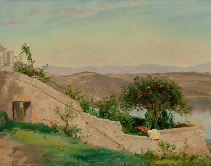 Lago Albano från Castel Gandolfo, Italien av Worthington Whittredge