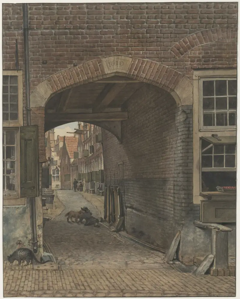 Gezicht in het Nieuw Heiligland door poort aan het Klein Heiligland av Wybrand Hendriks