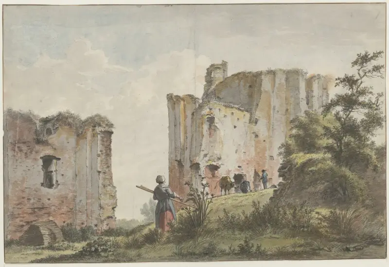 Gezicht op de ruïne van Brederode. Zuidwestzijde. av Wybrand Hendriks