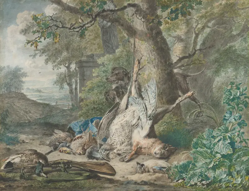 Martwa natura myśliwska w lesie, Wybrand Hendriks