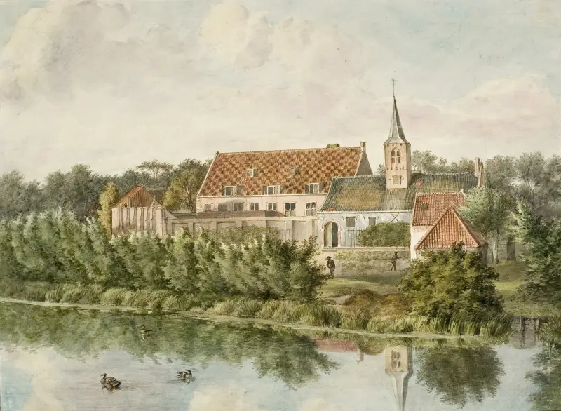 Dom Proveniersów w Haarlemie widziany z wysokości wału, Wybrand Hendriks