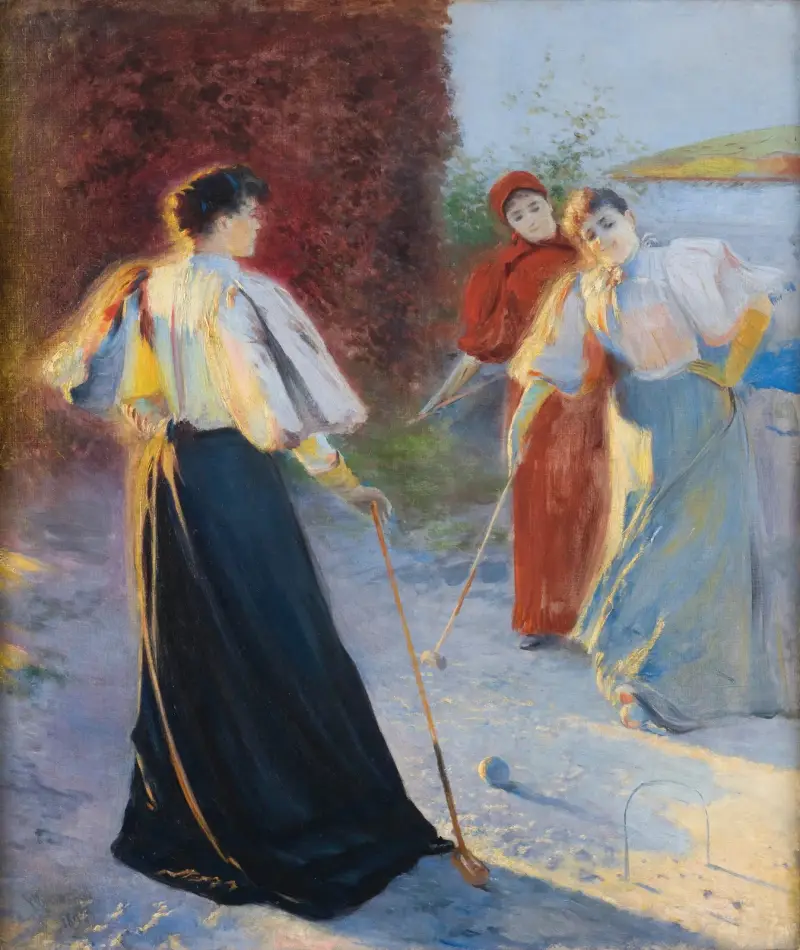A Game of Crocquet av Leon Wyczółkowski