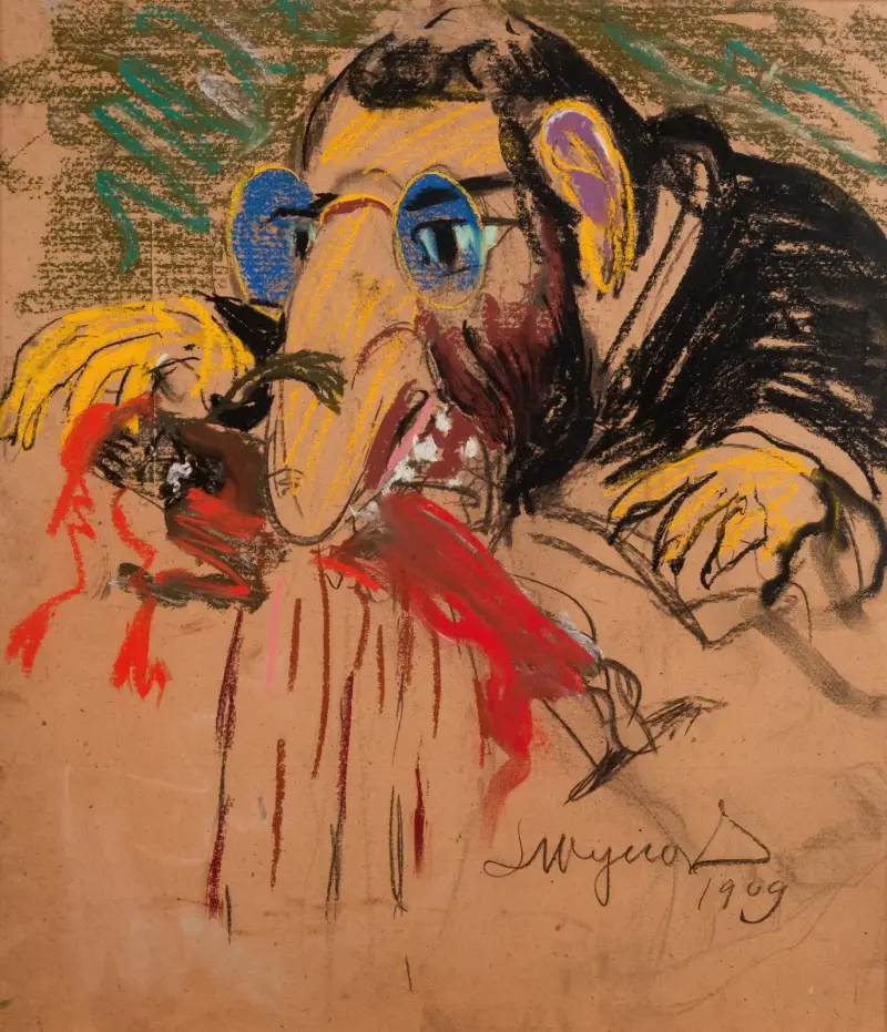 Caricature of Feliks Jasieński av Leon Wyczółkowski