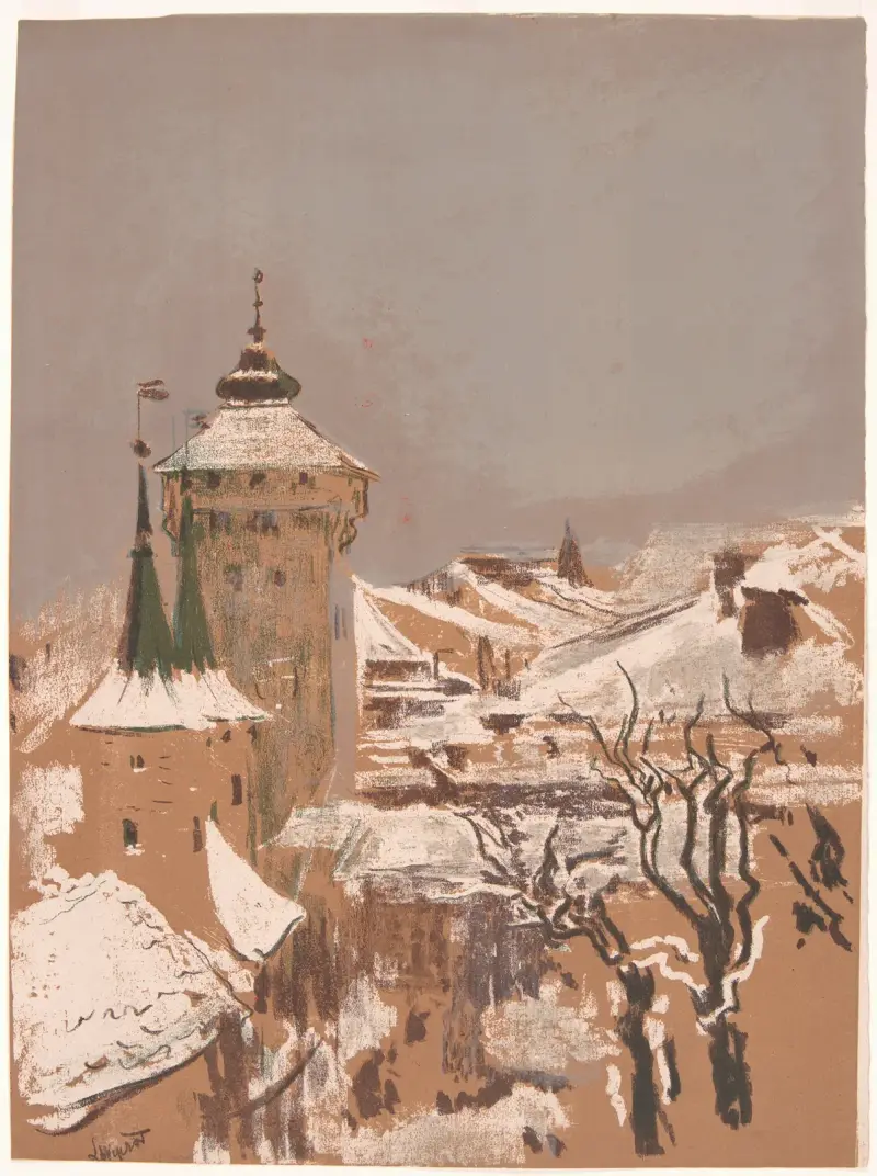 Florian Gate in Cracow from the windows of the Academy of Fine Arts av Leon Wyczółkowski