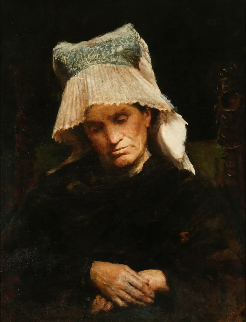 Old woman in a cap av Leon Wyczółkowski