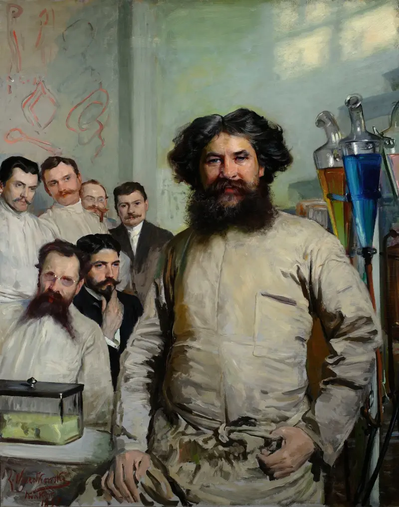 Portrait of Dr. Ludwik Rydygier with assistants av Leon Wyczółkowski