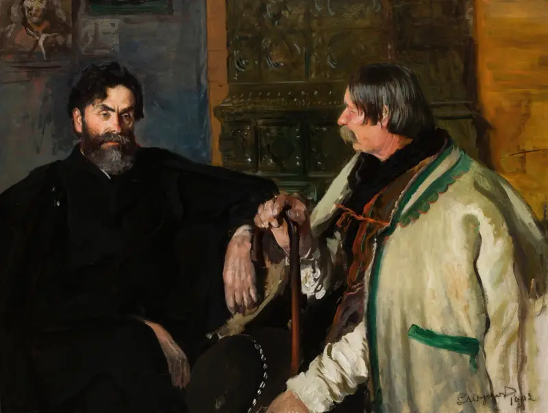 Portrait of Stanisław Witkiewicz with Wojciech Roj av Leon Wyczółkowski