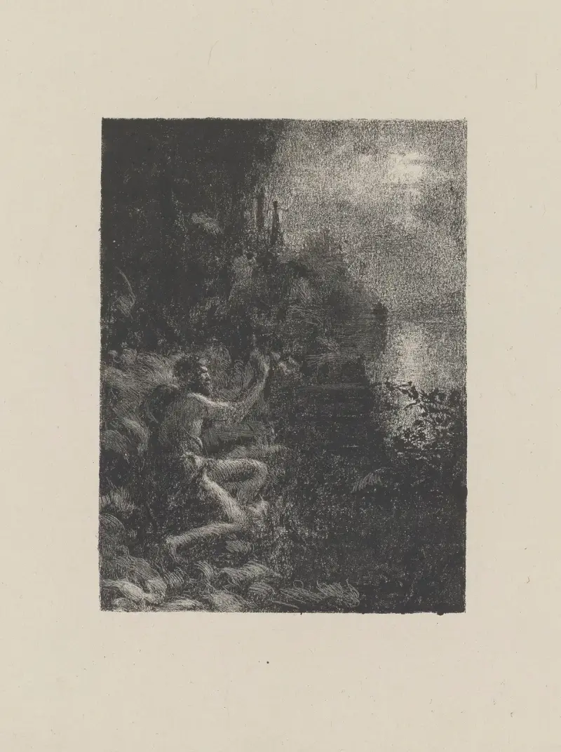 Dieu marin sur une rive rocheuse au clair de lune av Ker-Xavier Roussel