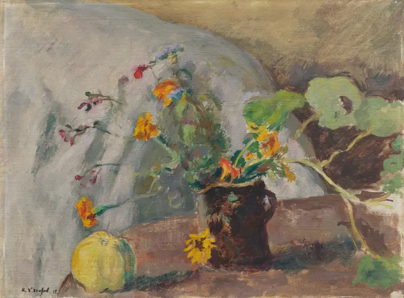 Pomme et bouquet de fleurs av Ker-Xavier Roussel