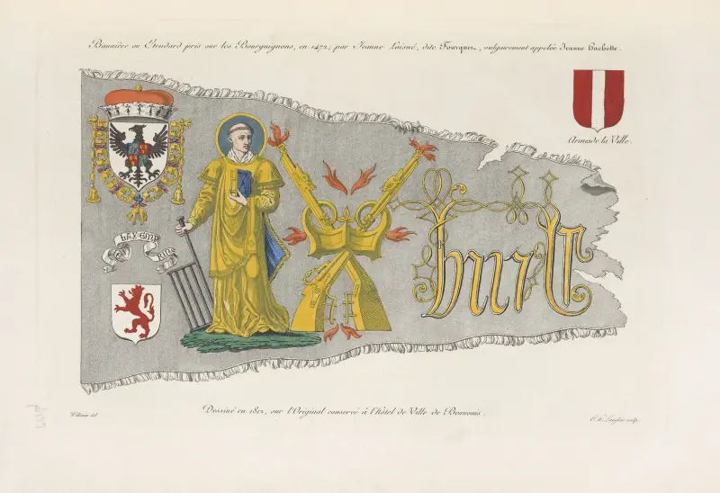 Baner eller standar taget från burgunderna 1472, av Jeanne Laisné, kallad Fourquet, i folkmun Jeanne Hachette av Nicolas Xavier Willemin