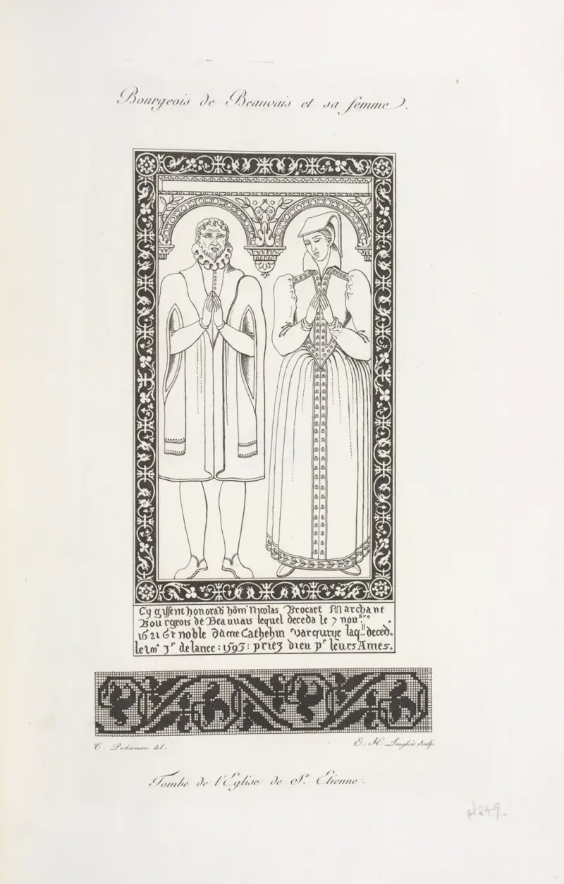 Bourgeois de Beauvais et sa femme. Tombe de l’église de St. Étienne. av Nicolas Xavier Willemin