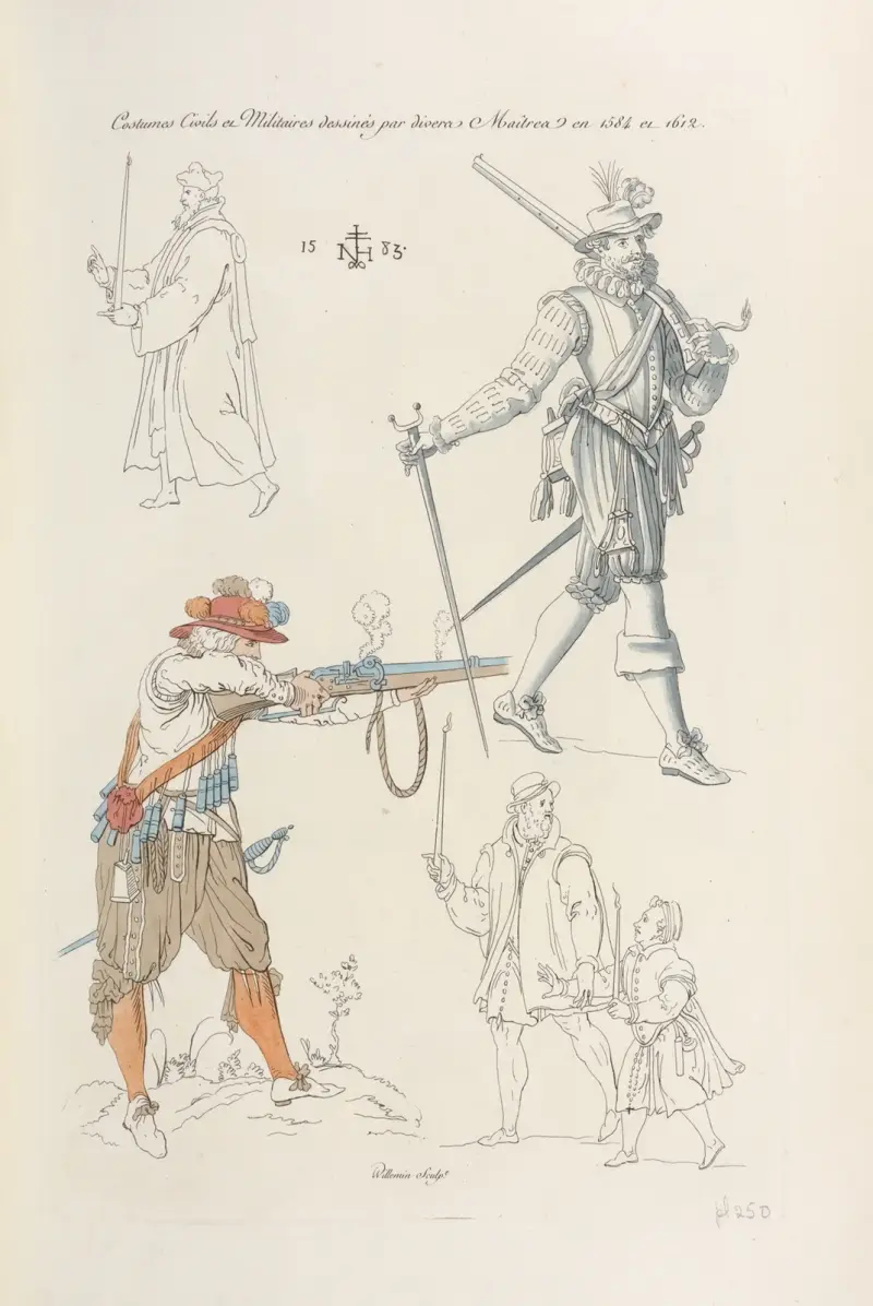 Civilní a vojenské kostýmy nakreslené různými mistry v letech 1584 a 1612, Nicolas Xavier Willemin
