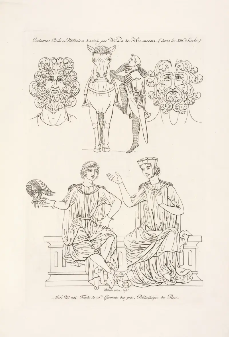 Costumes civils et militaires dessinés par Wilars de Honnecort (dans le XIIIe. siècle.) av Nicolas Xavier Willemin