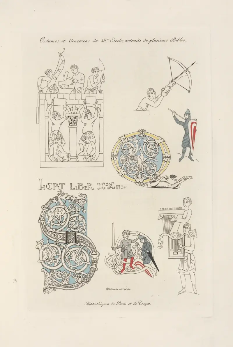 Costumes et ornemens du XIIe. siècle, extraits de plusieurs bibles. av Nicolas Xavier Willemin
