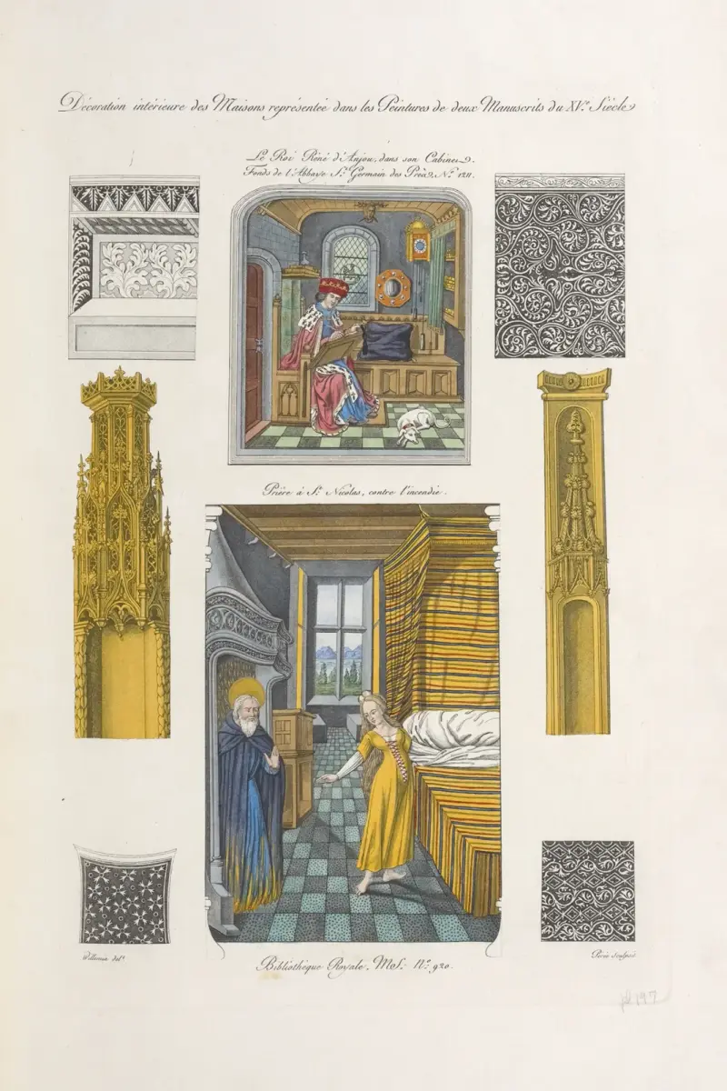 Décoration intérieure des maisons représentée dans les peintures de deux manuscrits du XVe. siècle von Nicolas Xavier Willemin
