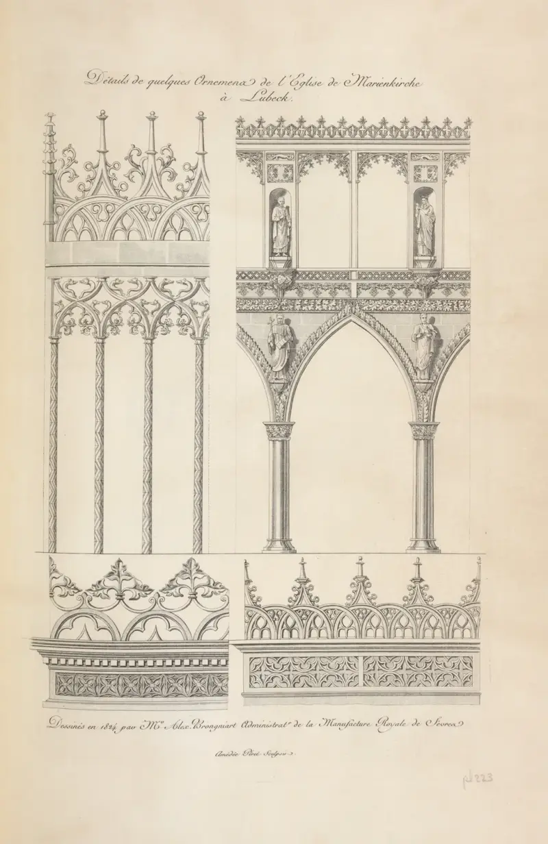 Detaljer av några ornament från Marienkirche i Lübeck av Nicolas Xavier Willemin