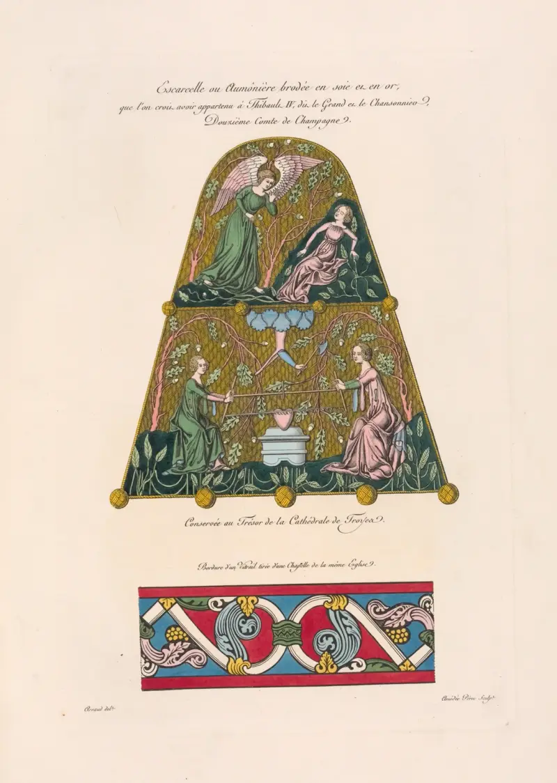 Bestickte Seiden- und Goldtasche, Thibault IV. zugeschrieben von Nicolas Xavier Willemin