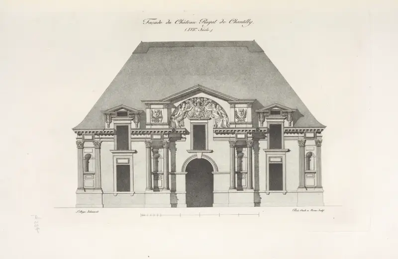 Fasad av kungliga slottet i Chantilly (1600-tal) av Nicolas Xavier Willemin